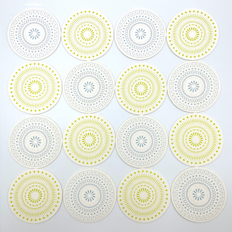 BevBands Set of 16 Absorbent Cardboard Paper Coasters for Drinks in 2 Modern Designs - Image 5