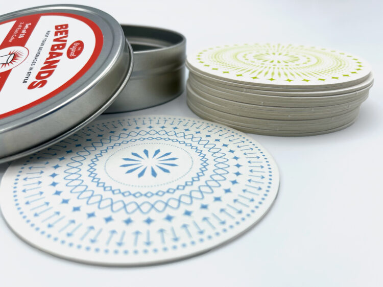 BevBands Set of 16 Absorbent Cardboard Paper Coasters for Drinks in 2 Modern Designs - Image 6